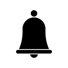 Simple Black and White Bell Icon Symbol on a White Background