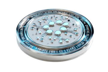 3D rendered, metallic coin; intricate design