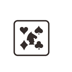 Square icon featuring a chess knight surrounded by card suits: heart, spade, diamond, and club.