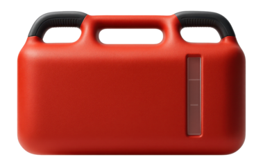 Polyethylene fuel tank with molded carrying handles and a visible fill line indicator
