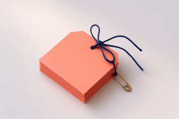 Coral Gift Tags with Navy Bow and Safety Pin