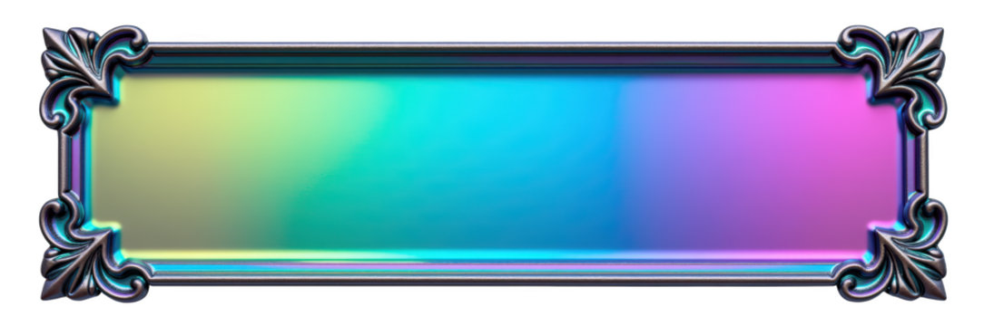 Vibrant, colorful frame with glossy finish, featuring ornate edges and smooth gradient background. This decorative element adds touch of elegance