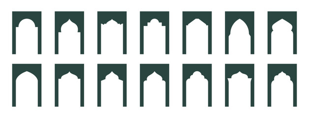 Arab Arch and Islam Door, Arch and Window, Islam Frames Set, Ramadan frames in oriental style vector