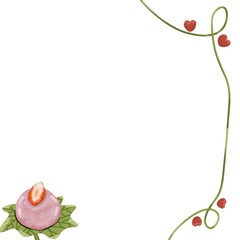 frame with roses and daifuku mochi