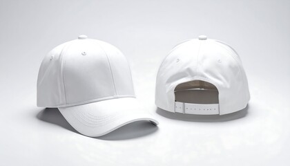 Blank white baseball hat mockup, front and back