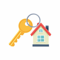 Gold Key With Simple House Illustration