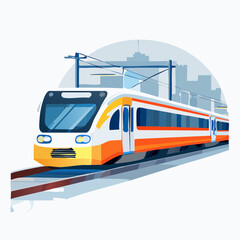 Naklejka premium Modern Train In Urban Setting Illustration