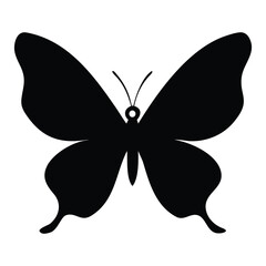 Simple Black Silhouette of a Butterfly Against a White Background