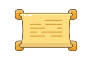 Ancient parchment scroll with text and wooden rollers on a dark background