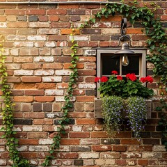 Naklejka premium old brick wall and window