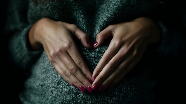 Hands forming a heart around an expectant mother s baby bump a moment of parental love
