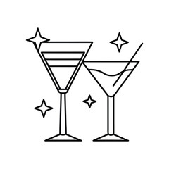 Classic Cocktail Glassware Collection Vector Illustration