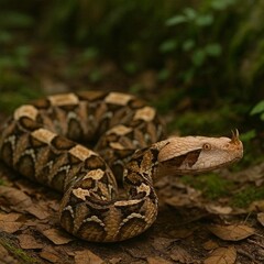 Fototapeta premium Gabon viper on the ground