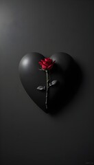 red heart on black background
