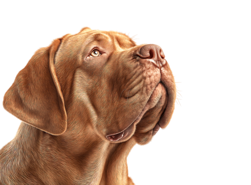 Captivating Canine Gaze: Detailed Close-up of a Noble Brown Dog isolated on a transparent background
