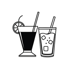 Silhouettes of various glasses isolated on white background. Vector illustration
