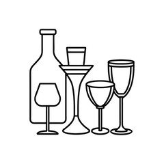 Classic Cocktail Glassware Collection Vector Illustration