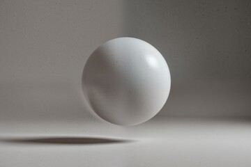 Floating White Sphere on Soft Gray Background with Delicate Shadow