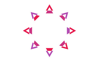 Abstract geometric triangle circle pattern vector illustration in red and purple, modern minimal design for logos, digital art, backgrounds, mandalas, branding, posters, wallpapers, and creative proje