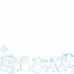 Back to school. Square template for school. Copy space. Vector illustration