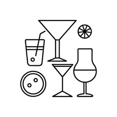 Classic Cocktail Glassware Collection Vector Illustration