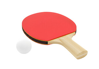 A ping pong racket and ball, essential gear for a fast-paced table tennis game. Ideal for sports, recreation, and competition themes isolated on white or transparent background. PNG format.