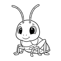 Cute cricket for colouring