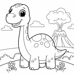 Cute dino for colouring