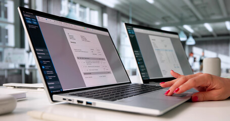 Woman Accountant Issues E-invoice For Online Payment