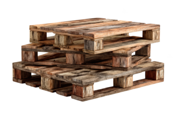 Stack of weathered, wooden pallets. Rustic, industrial, transportation supply