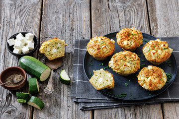 Greek Style Zucchini Feta Muffins, top view