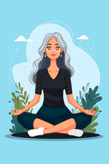 Zen Girl Meditating in Nature: Perfect for Wellness and Lifestyle Themes