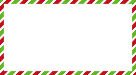 Obraz premium Red and green striped festive border frame rectangle used for Christmas holiday decoration, seasonal greeting card design, celebration poster, invitation template, and party banner