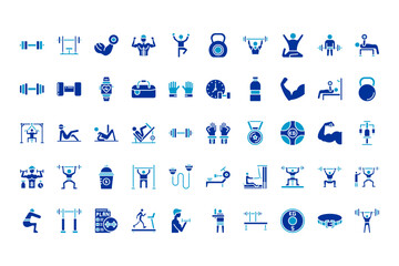 Weightlifting Line Icons