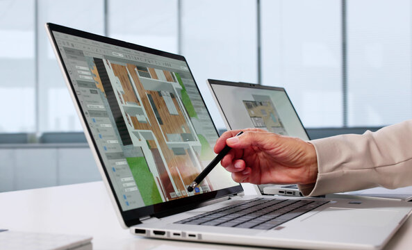 Elderly Woman Using Virtual Design Software