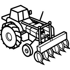 Diesel Cultivator Outline Illustration