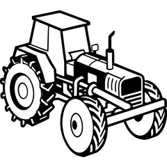 Diesel Cultivator Outline Illustration