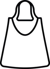 Simple black and white outline icon of a tote bag, isolated on transparent background