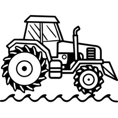 Naklejka premium Diesel Cultivator Outline Illustration