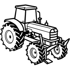 Diesel Cultivator Outline Illustration