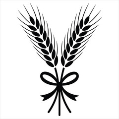 Wheat Bundle Vector. Harvest Ears of Grain with Ribbon Illustration