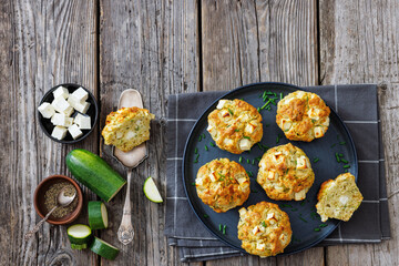 Greek Style Zucchini Feta Muffins, top view