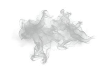Billowing Gray Smoke Cloud Isolated on a Dark Black Background