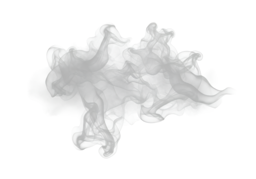 Billowing Gray Smoke Cloud Isolated on a Dark Black Background