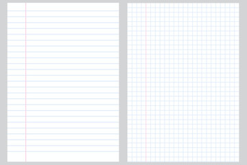 Vector image of a blank notebook sheet. Template for your notes, drawing and writing. Concept of school, office and work. Element for your design.