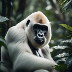 Obraz premium white gorilla in the rainforest