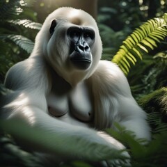 white gorilla in the rainforest