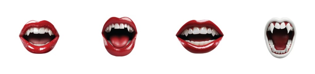 3d mouths showing expressions with lips and teeth 