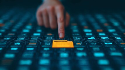 Close-up of Index Finger Interacting with Digital Interface