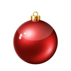 A festive red glass Christmas ball ornament, isolated on a white background, reflects the holiday season's cheer